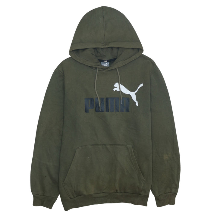 Puma Men's Green Pullover Hoodie Small Logo Sports Fleece