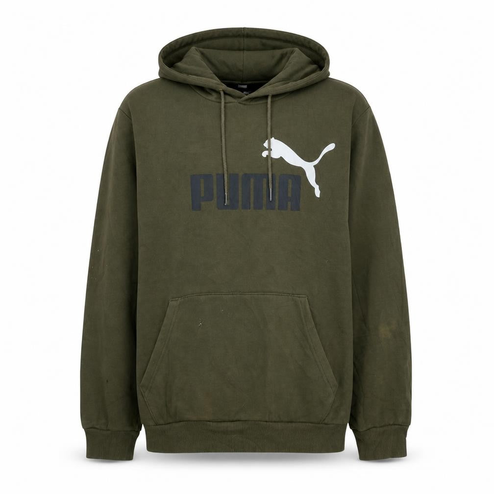 Puma Men's Green Pullover Hoodie Small Logo Sports Fleece