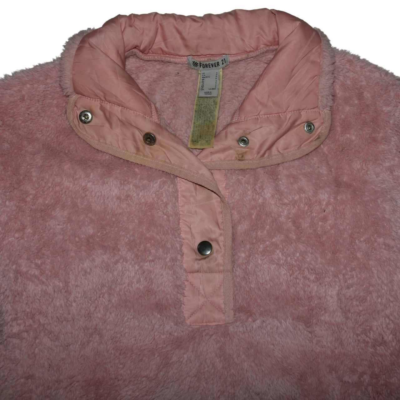 Forever 21 Women Pink Fleece Pullover Sweatshirt Size S