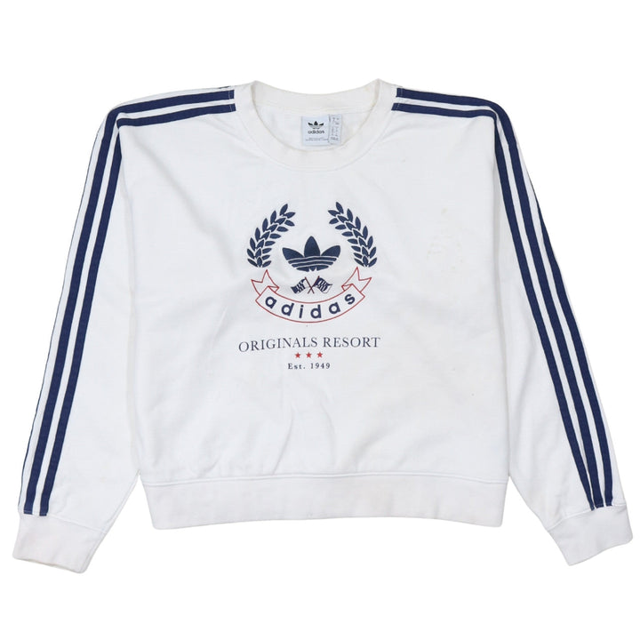 Adidas Women's White Crew Neck Sweatshirt Size 8 Originals Resort Logo