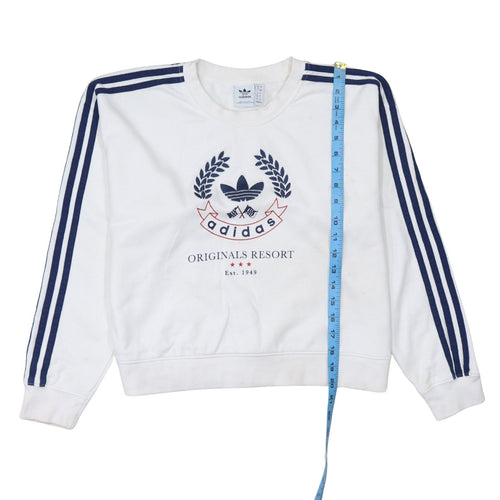 Adidas Women's White Crew Neck Sweatshirt Size 8 Originals Resort Logo