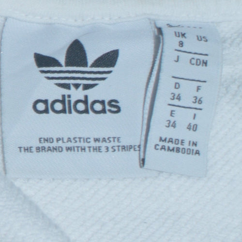 Adidas Women's White Crew Neck Sweatshirt Size 8 Originals Resort Logo