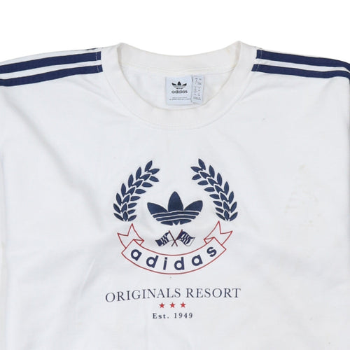 Adidas Women's White Crew Neck Sweatshirt Size 8 Originals Resort Logo