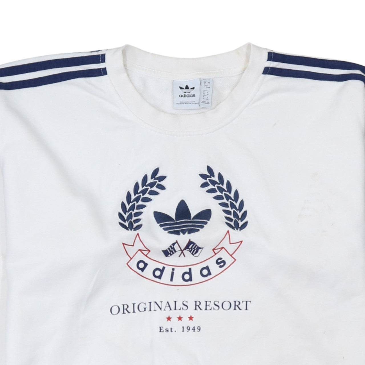 Adidas Women's White Crew Neck Sweatshirt Size 8 Originals Resort Logo