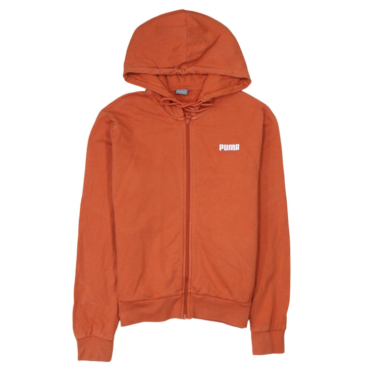 Puma Womens Orange Full Zip Hoodie Small Cotton Casual