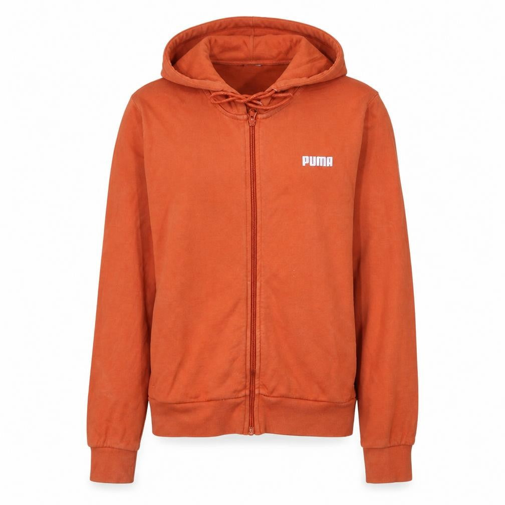Puma Womens Orange Full Zip Hoodie Small Cotton Casual