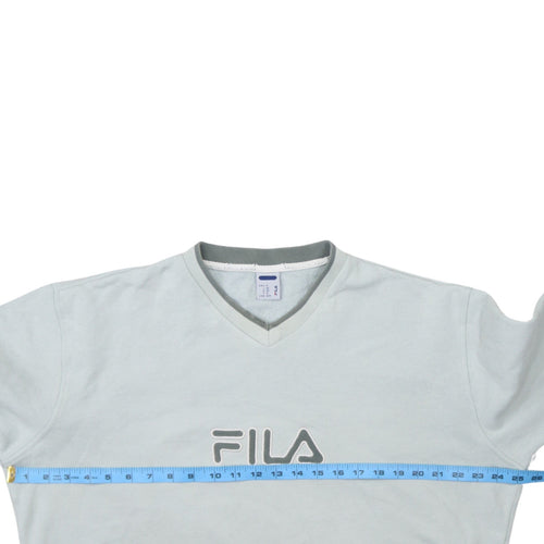 Fila Men's Grey V-Neck Pullover Sweatshirt M Classic Sportswear
