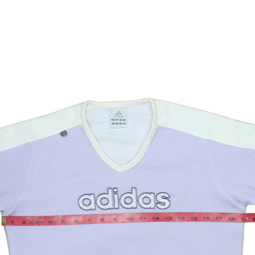 Adidas Women Purple White V-Neck Pullover Sweatshirt Size 12
