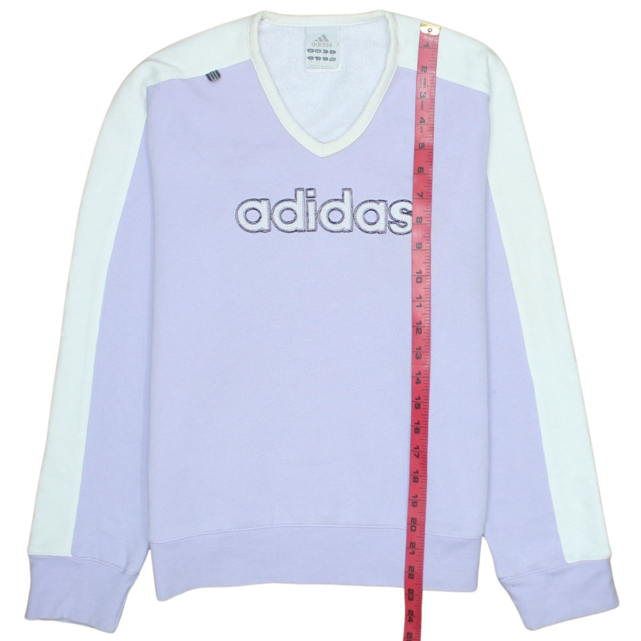 Adidas Women Purple White V-Neck Pullover Sweatshirt Size 12