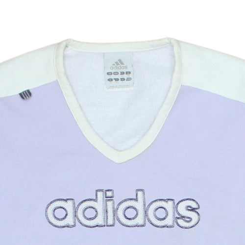Adidas Women Purple White V-Neck Pullover Sweatshirt Size 12
