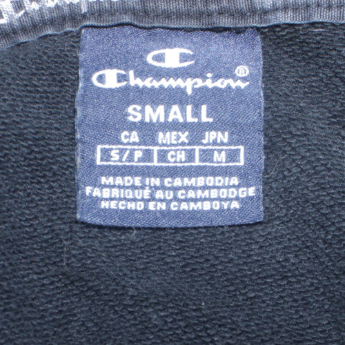 Champion Men's Black Small Pullover Hoodie with Logo Tape Detail