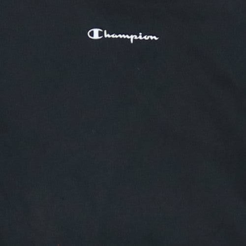 Champion Men's Black Small Pullover Hoodie with Logo Tape Detail