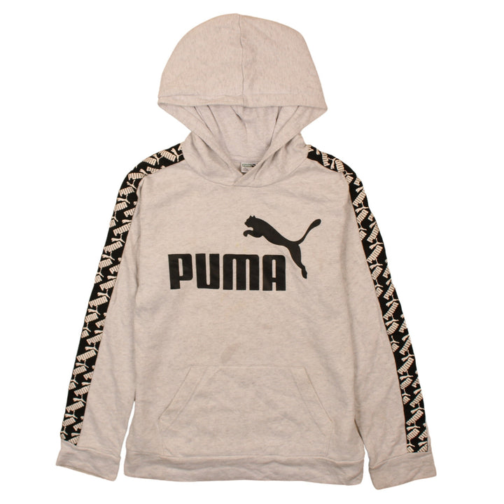 Puma Boys Beige Pullover Hoodie L 14-16 Years Logo Graphic Hooded Sweatshirt