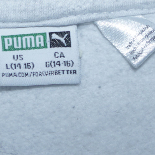 Puma Boys Beige Pullover Hoodie L 14-16 Years Logo Graphic Hooded Sweatshirt