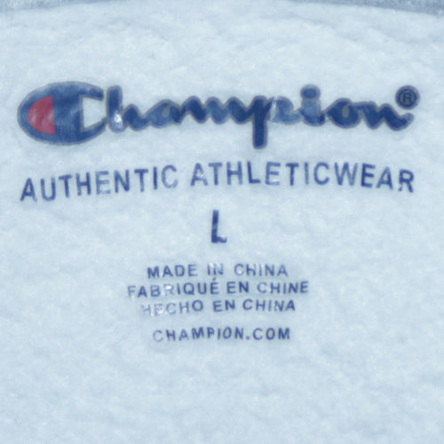 Champion Women White Pullover Hoodie L Logo Embroidered Sweatshirt