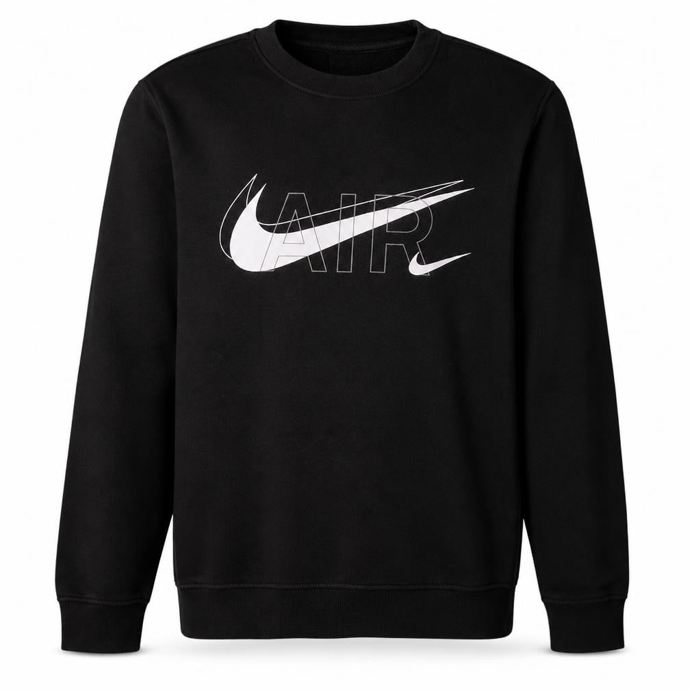 Front view of Nike Men Black Small Air Pullover Sweatshirt Crew Neck
