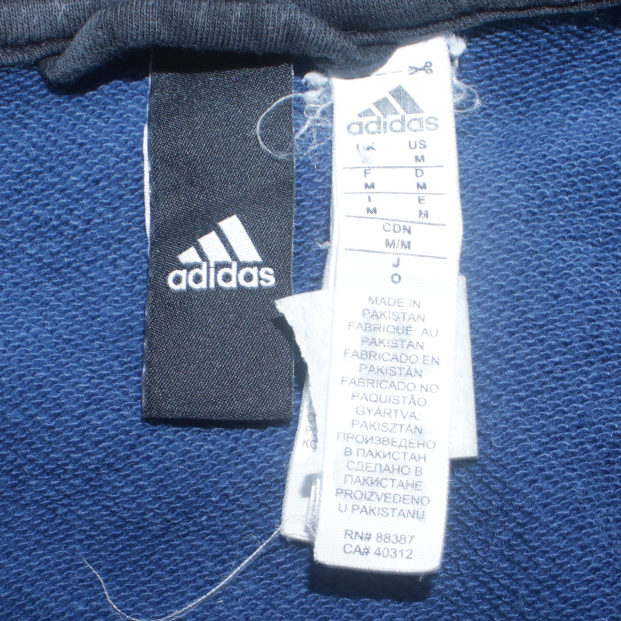 Adidas Men's Blue Full Zip Hoodie Size M Sports Fleece