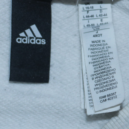 Adidas Women Beige Crew Neck 03 Graphic Pullover Sweatshirt Size L