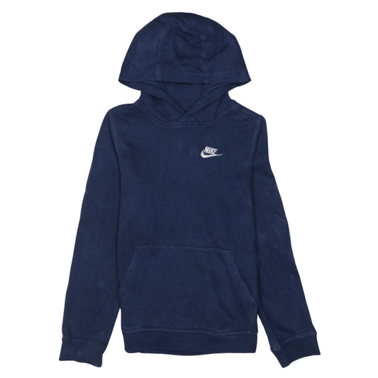 Nike Boys Blue Pullover Hoodie L 147-158cm Cotton Blend Logo Sweatshirt