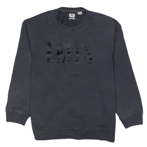 Levi's Men's Black XL Relaxed Fit Crew Neck Logo Sweatshirt