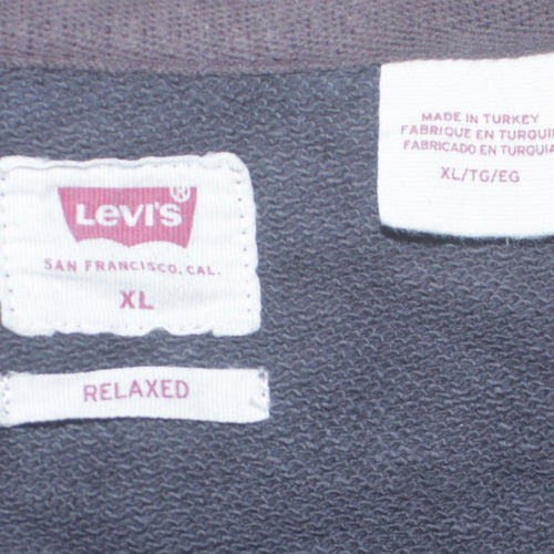 Levi's Men's Black XL Relaxed Fit Crew Neck Logo Sweatshirt