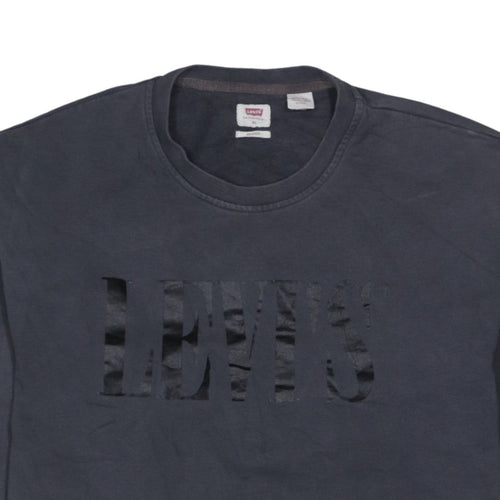 Levi's Men's Black XL Relaxed Fit Crew Neck Logo Sweatshirt