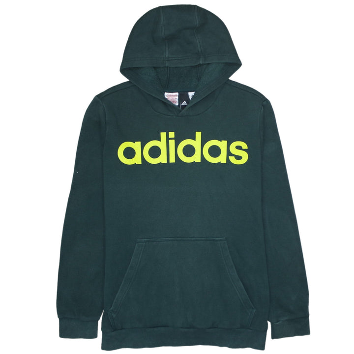 Adidas Boys Green Pullover Hoodie 15-16 Years Logo Print Sweatshirt