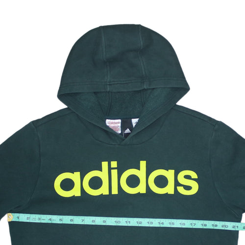 Adidas Boys Green Pullover Hoodie 15-16 Years Logo Print Sweatshirt