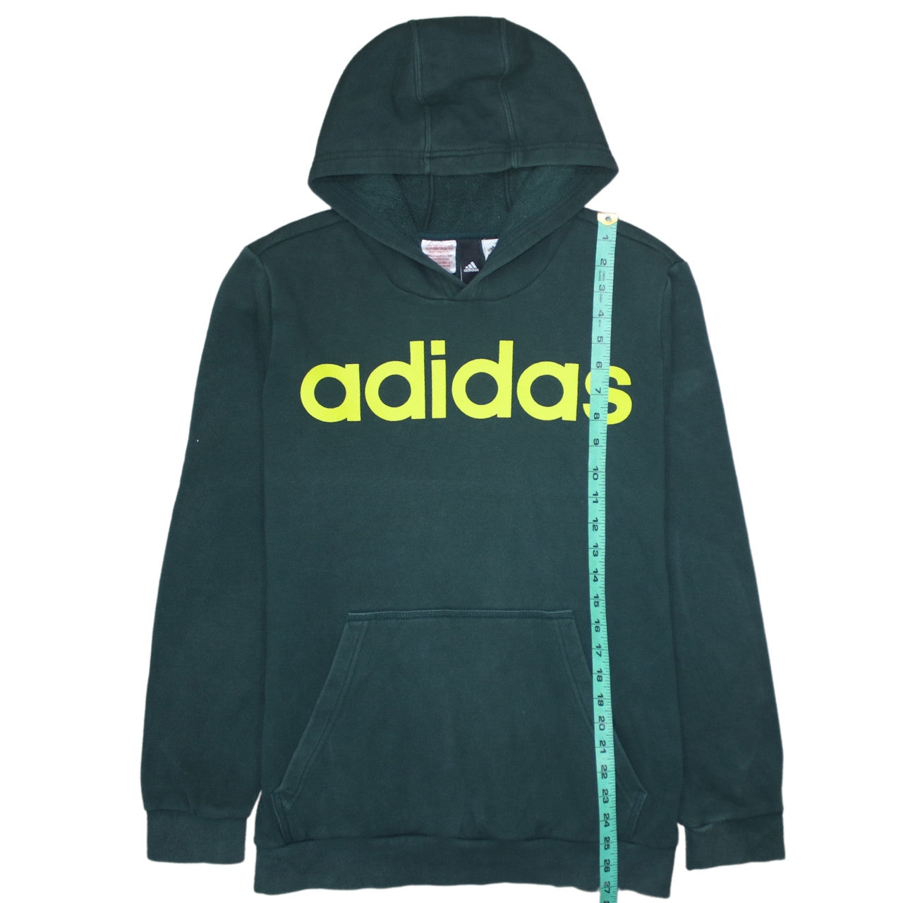 Adidas Boys Green Pullover Hoodie 15-16 Years Logo Print Sweatshirt