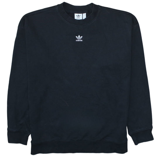 Adidas Women Black Crew Neck Cotton Sweatshirt UK 12