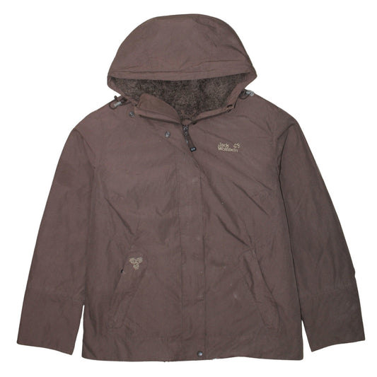 Jack Wolfskin Women Brown Hooded Parka Jacket Size 18 Waterproof