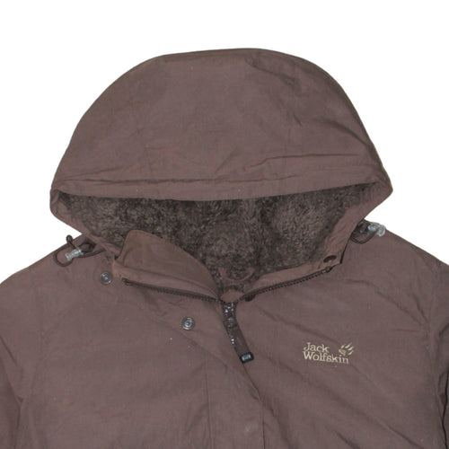 Jack Wolfskin Women Brown Hooded Parka Jacket Size 18 Waterproof