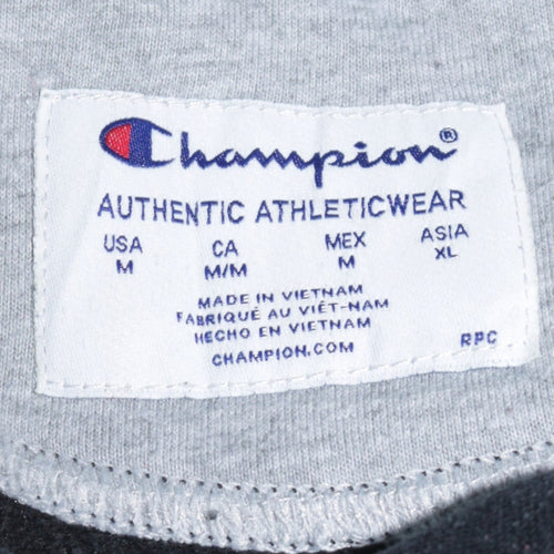 Champion Men's Black Pullover Hoodie M Regular Fit Fleece