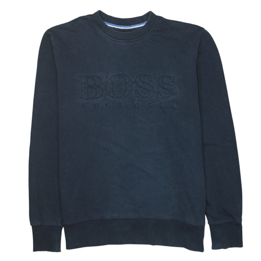 Hugo Boss Mens Blue Crew Neck Embroidered Logo Sweatshirt Size M