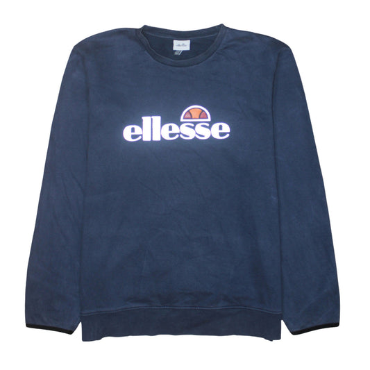 Ellesse Men Blue 2XL Crew Neck Pullover Sweatshirt Retro Logo