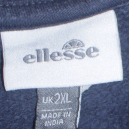 Ellesse Men Blue 2XL Crew Neck Pullover Sweatshirt Retro Logo
