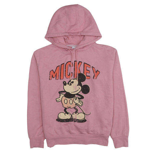 Primark Disney Women Pink Hooded Pullover Hoodie XS Mickey Mouse Print