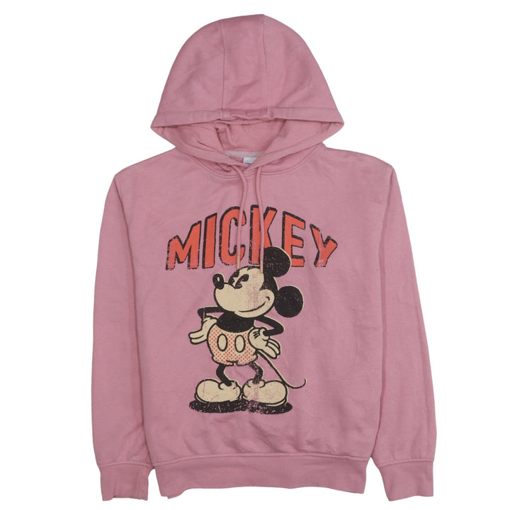 Primark Disney Women Pink Hooded Pullover Hoodie XS Mickey Mouse Print
