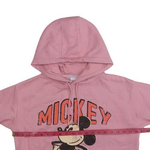 Primark Disney Women Pink Hooded Pullover Hoodie XS Mickey Mouse Print