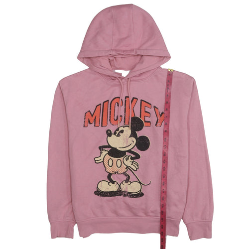 Primark Disney Women Pink Hooded Pullover Hoodie XS Mickey Mouse Print