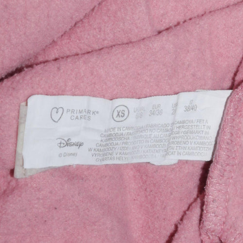 Primark Disney Women Pink Hooded Pullover Hoodie XS Mickey Mouse Print