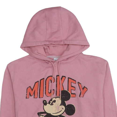 Primark Disney Women Pink Hooded Pullover Hoodie XS Mickey Mouse Print