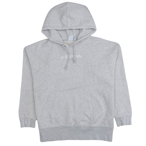 Adidas Women Grey Pullover Hoodie Small Logo Hooded Sweatshirt