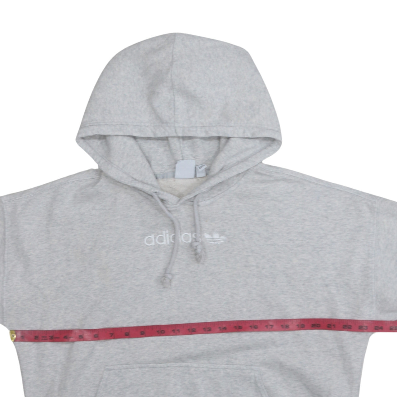Adidas Women Grey Pullover Hoodie Small Logo Hooded Sweatshirt