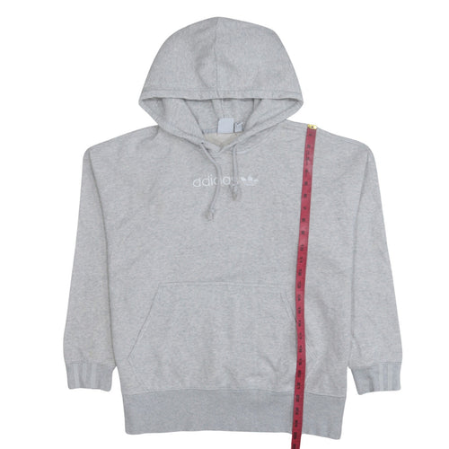 Adidas Women Grey Pullover Hoodie Small Logo Hooded Sweatshirt