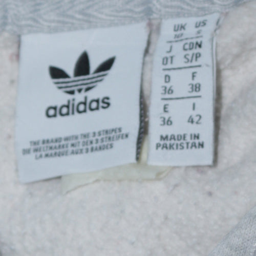 Adidas Women Grey Pullover Hoodie Small Logo Hooded Sweatshirt