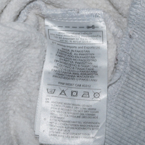 Adidas Women Grey Pullover Hoodie Small Logo Hooded Sweatshirt