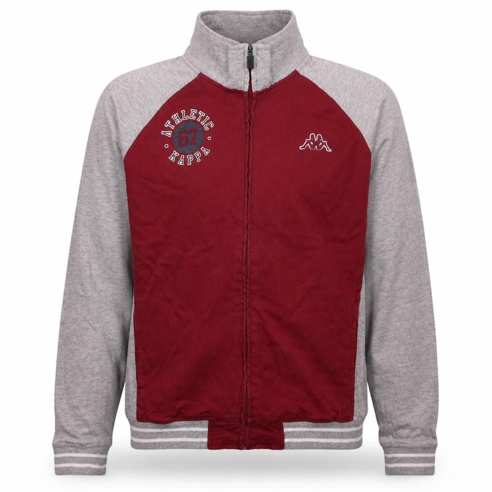 Front view of Kappa Men's Grey Red Full Zip Sports Sweatshirt, size L