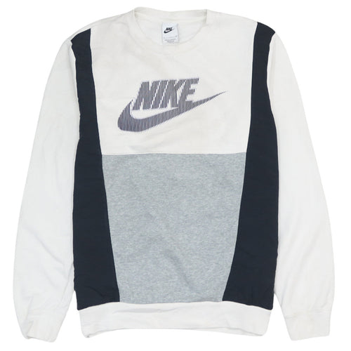 Nike Men's Grey & White Logo Pullover Sweatshirt Size S
