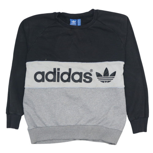 Adidas Men's Black and Grey Crew Neck Sweatshirt Size L Classic Style